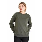 BY COMEOR Kadın Haki Basic Bisiklet Yaka Regular Fit Rahat Sweatshirt S