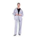 BY COMEOR Kadın Normal Kalıp Basic Beli Lastikli Kapüşonlu Oversize Mevsimlik Alt Üst Eşofman Takımı (Gri, XL)
