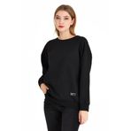 BY COMEOR Kadın Siyah Basic Bisiklet Yaka Regular Fit Rahat Sweatshirt S