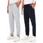 BY COMEOR Kalın Siyah-Antrasit Erkek 2'li Eşofman Altı Jogger Arka Cepli Paça Lastikli Regular Fit Şardonsuz CMRE97 Gri-Lacivert 2XL