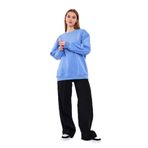 BY COMEOR Mavi Kadın Pamuklu Oversize Basic Bisiklet Yaka Sweatshirt L