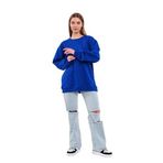 BY COMEOR Saks Kadın Pamuklu Oversize Basic Bisiklet Yaka Sweatshirt M