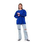 BY COMEOR Saks Kadın Pamuklu Oversize Basic Bisiklet Yaka Sweatshirt XS