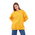 BY COMEOR Sarı Kadın Pamuklu Oversize Basic Bisiklet Yaka Sweatshirt L
