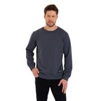 BY COMEOR Siyah Bisiklet Yaka Etiket Detaylı İçi Pamuklu Erkek Sweatshirt ANTRASİT L