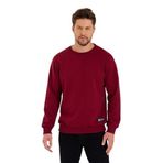 BY COMEOR Siyah Bisiklet Yaka Etiket Detaylı İçi Pamuklu Erkek Sweatshirt BORDO L
