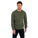 BY COMEOR Siyah Bisiklet Yaka Etiket Detaylı İçi Pamuklu Erkek Sweatshirt HAKİ 2XL