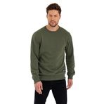 BY COMEOR Siyah Bisiklet Yaka Etiket Detaylı İçi Pamuklu Erkek Sweatshirt HAKİ S