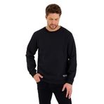 BY COMEOR Siyah Bisiklet Yaka Etiket Detaylı İçi Pamuklu Erkek Sweatshirt Siyah L