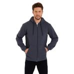 BY COMEOR Siyah Kanguru Cepli Kapüşonlu Fermuarlı İçi Pamuklu Erkek Sweatshirt Antrasit XXL