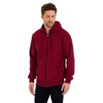 BY COMEOR Siyah Kanguru Cepli Kapüşonlu Fermuarlı İçi Pamuklu Erkek Sweatshirt BORDO L