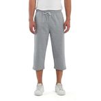 BY COMEOR Spor pantolonu, erkek, kısa, 3/4 kapri pantolon, erkek, koşu şortu, pamuk şort, Açık gri, 3XL