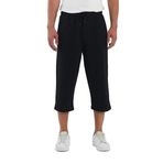 BY COMEOR Spor pantolonu, erkek, kısa, 3/4 kapri pantolon, erkek, koşu şortu, pamuk şort, Siyah 1001, 4XL