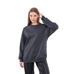 BY COMEOR Sweatshirt Kadın Rahat Büyük Beden Pamuklu Kazak, Uzun Kollu Tişört, Kapüşonsuz Kazak Standart Kesim (Siyah S), Koyu gri., XXL
