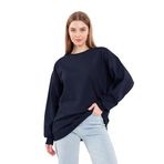 BY COMEOR Sweatshirt Kadın Rahat Büyük Beden Pamuklu Kazak, Uzun Kollu Tişört, Kapüşonsuz Kazak Standart Kesim (Siyah S), Koyu mavi, L
