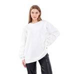 BY COMEOR Sweatshirt Kadın Rahat Büyük Beden Pamuklu Kazak, Uzun Kollu Tişört, Kapüşonsuz, Standart Kesim, Beyaz, L