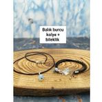 By Damla Collection Doğaltaş - Balık Burcu Bileklik+Kolye Hediyeli- Ay Taşı-Unisex