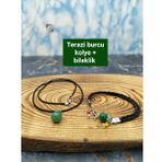 By Damla Collection Doğaltaş - Terazi Burcu Bileklik+Kolye Hediyeli- Yeşim Taşı-Unisex