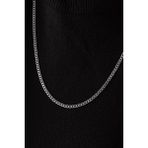 By Florya Jewelry Çelik İnce Gurmet Zincir Kolye Kararmaz 3 mm Unisex - Gümüş - 45 cm
