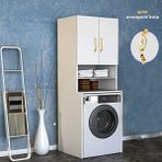 By Golden Çamaşır Makinası ve Banyo Dolabı - Beyaz - Altın Kulp