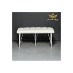 BY HAKAN AŞKIN Beyaz Metal Ayaklı 100 Cm Line Style 2025 Soft Ekru Puf & Bench ekru Beyaz White