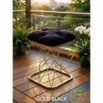 By Hakan Aşkın Pyramidndr 6 mm Telli 35X35 cm Puf & Bench-Yatak Odası-Antre-Balkon-Mutfak-Makyaj Masası - 35x49 - Altın - Siyah
