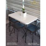 By Hakan Aşkın Siyah Metal Ayaklı 60 x 90 cm Kalınlıklı (Tek Masa) White Eclipse Balkon - Çalışma - Mutfak Masası - Beyaz - 60x90 cm