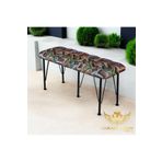 BY HAKAN AŞKIN Siyah Metal Ayaklı Rug Pattern Line Style 2025 Babyface Puf & Bench Kilim desen