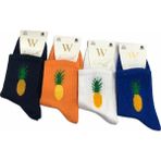 By Jawalli 4'lü Ananas Desenli Renkli Soket Çorap - 36 - 40 - Çok Renkli