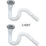 By-Ka Körüklü Lavabo Sifonu Lavabo Altı Hortumu Lavabo Gider Borusu 45-134 cm (2 Adet)