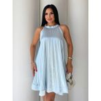 By Kadriye Yılmaz Santos Saten Elbise Bebe Mavi - XL