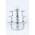 By Kardelen Inox Mini Tencere Seti 12-14-16 Derin Tencere Çelik Kaplama Üçlü Set