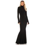 By Kul Design Kadın Balık Kuyruğu Balıkçı Yaka Ipek Jarse Maxi Elbise Siyah-XS