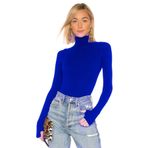 By Kul Design KADIN BALIKCI YAKA PARMAK GEÇMELİ İPEK JARSE BODYSUİT SAKS MAVİ-XL