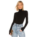 By Kul Design Kadın Balıkçı Yaka Parmak Geçmeli Ipek Jarse Bodysuit Siyah-M