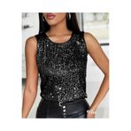 By Kul Design KADIN BİSİKLET YAKA PAYET BLUZ Gümüş-XS