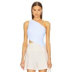 By Kul Design KADIN ÇİFT KAT JARSE BÜZGÜLÜ CROP TOP BEBE MAVİSİ-L
