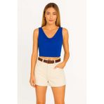 By Kul Design KADIN DEGAJE YAKA SIRT DEKOLTE CROP Mavi-M
