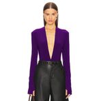By Kul Design KADIN DERİN V YAKA PARMAK GEÇMELİ JARSE BODYSUİT MOR-XL