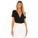 By Kul Design Kadın Kısa Kol V Yaka Ipek Jarse Bodysuit Siyah-L