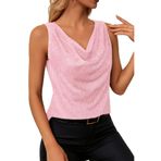 By Kul Design Kadın payet degaje yaka bluz Pembe-M
