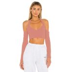 By Kul Design Kadın Pudra Boyundan Bağlamalı Ipek Jarse Crop Top pudra-XS