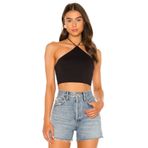 By Kul Design Kadın Siyah Boyundan Bağlamalı Ipek Jarse Crop Top siyah-M