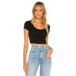 By Kul Design Kadın Siyah Ipek Jarse Kısa Kol Crop Top siyah-M
