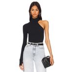 By Kul Design Kadın Siyah Parmak Geçmeli Asimetrik Jarse Bodysuit SİYAH-L