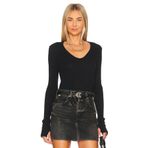 By Kul Design KADIN SİYAH PARMAK GEÇMELİ V YAKA JARSE BODYSUİT SİYAH-M