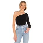 By Kul Design Kadın Siyah Tek Omuz Uzun Kol Ipek Jarse Bodysuit Siyah-S