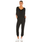 By Kul Design Kadın Siyah Uzun Kol Ipek Jarse Tulum Siyah-XS
