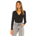By Kul Design Kadın Uzun Kol V Yaka Ipek Jarse Bodysuit Siyah-M