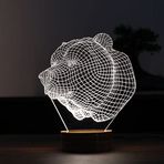 By-Lamp 3 Boyutlu Ayı Kafası Led Gece Lambası Ahşap Taban